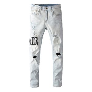 Miri Jeans Mens Designer Jeans Letter Brand Logo Blanc Blanc Black Rock Revival Motorcycle pantalon Biker Pantal
