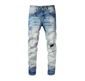 Miri Jeans Mens Designer Jeans Lettre de qualité supérieure Broderie Logo Motorcycle Pantalon Denim Pantal