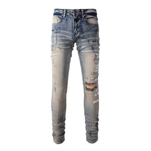 Miri Jeans Mens Designer Jeans Top Kwaliteit Letter Borduurwerk Logo Motorfiets Denimbroek Baggy Ksubi Jeans Fashion Holes Hip Hop Street Trousers Size 28-40 C3TS