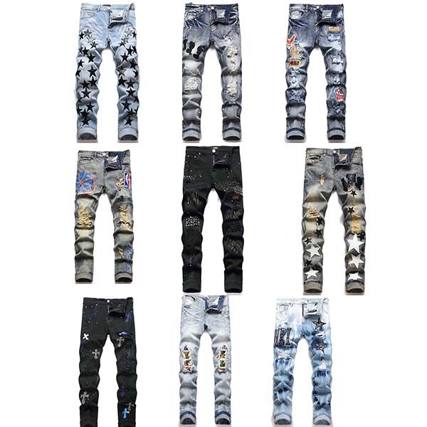 Miris jeans mens designer jeans mode mens jeans style cool designer de luxe pantalon en denim en détresse déchiré motard noir bleu rue garçon fille jean slim fit moto