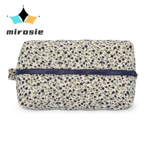 MIROSIE jolie trousse de maquillage à imprimé Floral bleu marine avec fermeture éclair Portable voyage soins de la peau pochette de rangement organisateur grande taille 240306