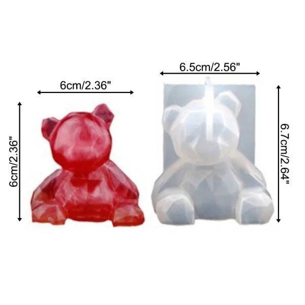 Miroir 3D silicone stéréo ours licorn chat de Noël cerf de Noël moule animal diy mousse de savon moule de gâteau fondant outils de décoration de gâteau