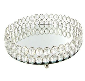 Spiegel Bling Bling Kristalkralen Helder Kristal Rond wastafelblad in zilver9709763