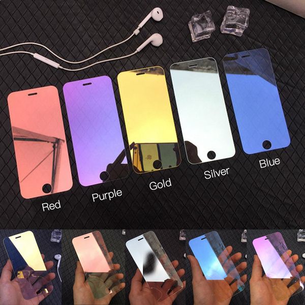 Protector de pantalla de teléfono de vidrio templado Fasion Mirror Color para iPHONE 13 12 11 PRO XR X XS Max 8 7 6 Plus