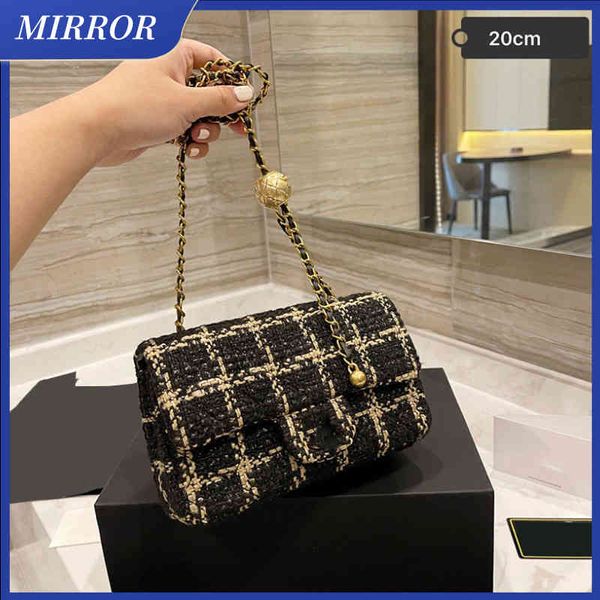 Miroir Designer Gold Plaid Crossbody Sac