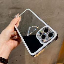 Glitter Mirror Diamond Phone Cases para iPhone 13 Pro Max 14PRO Cover Fashion Bling Bling Diseño simple 12promax 12 11 13 Shiny Cute Mobile Cellphone Case para mujeres