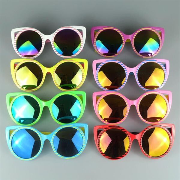 Miroir enfants lunettes de soleil oeil de chat mode enfants lunettes cadre fille Cool Designer lunettes de soleil mélanger couleurs 2283