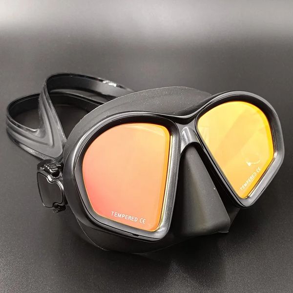 Masque de plongée en apnée à lentille miroir, ensemble professionnel de plongée sous-marine, lunettes antibuée, équipement de piscine de pêche, 240321