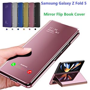 Mirror Plating Cases voor Samsung Galaxy Z Fold 5 Case Flip Book Stand Smart Cover