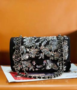 Mirror Quality 1: 1Womans Bag Designer Tas Velvet Materiaal ingelegd met Crystal Pearl -pailletten Vintage geweven hardware schouderband rugzak schoudertas handtas