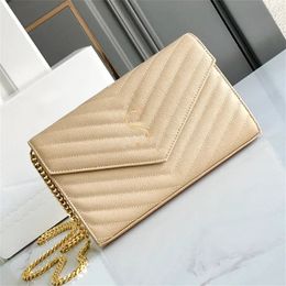 Mirror Quality Chain Leather Woc Envelope Bag Luxe handtas Dames koppeling Schouder Crossbody Designer Bag Tassen Heren Kleine reissatchel Cosmetische zakken Wallets