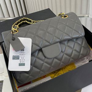 Sac à rabat Caviar classique de qualité miroir pour femmes, sacs à bandoulière de luxe de stylistes, sac à main à bandoulière de 25.5cm avec boîte