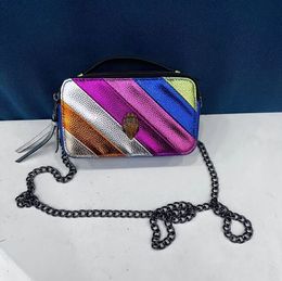Sac de créateur de qualité miroir Kurt Geiger Handbag Rainbow Stripes Sac Luxury Le cuir Purse Femme Homme Sacs d'épalsine Embrayage Tote Sac coeur Enveloppe Enveloppe Crossbody