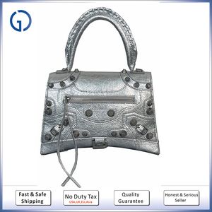 Sac de créateur de qualité miroir Le Cagole Sagglass Sac Rivet Handsbag Cross Cross Corps Genue en cuir TOP TONE BIG TILLE 27CM