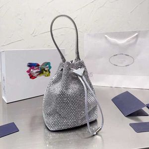 Mirror Quality Designer Bag Pradd 22 Dames Black Drawring Crystal draagbare bucket Bag schouderportemonnee luxe draagtas handtas