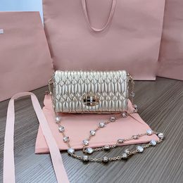 Mirror Quality Designer Flap Bag 100% Lambskin Women Crossbody Tassen Luxe Zwart Wit Mini Purse Crystals Silver Chain Party Wedding Handtas met doos