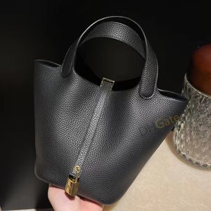 Panier à choux portatif de qualité miroir pour femmes, sac en cuir de vache TC, sac seau à la mode fait à la main, sac en cuir véritable