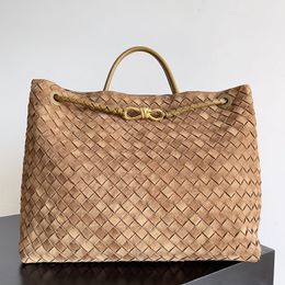 Bolso de mano Andiamo grande para mujer con calidad de espejo, asa superior, cuero de napa Intrecciato flexible con correa cruzada deslizante, bolso de mano de diseñador