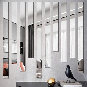 Miroir Stripe Acrylique 3D Stickers muraux Salon Chambre Lignes simples Décoration murale Restaurant TV fond stickers muraux 210196F