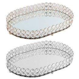 Mirror Lade Crystal Cosmetische Parfum Decoratieve Theelichten Sieraden Trinket Lade Vanity Make Lade voor Dresser Opslag Badkamer 210309