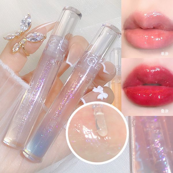 Espejo agua brillo de labios esmalte de labios vidrio transparente labios aceite líquido Natural hidratante lápiz labial brillo de labios