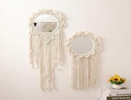 Miroirs 10080cm décor mural miroir suspendu macrame Ferme de maquillage de tapisserie à la main pour home196p4657005