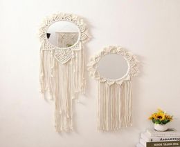 Mirrors 10080cm wanddecor Hanging Mirror Macrame Handgemaakte Tapestry Make -up boerderij voor Home5076648
