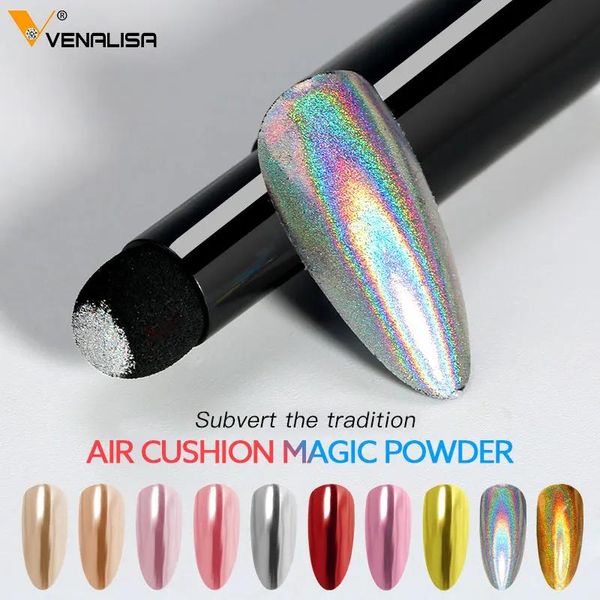 Espejos 10 unids/kit Venalisa Air Cushion Magic Powder Pen Nail Art Efecto Espejo Láser Diseño Rápido Fácil Aplicar Larga Duración Pluma de Maquillaje de Uñas