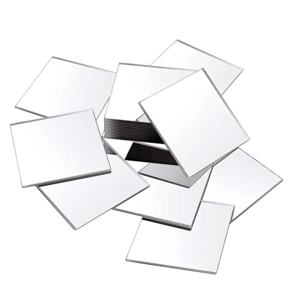 Miroirs carrés argentés de 1mm d'épaisseur, carreaux de miroir artisanaux pour l'artisanat et les projets de bricolage, fournitures sans adhésif