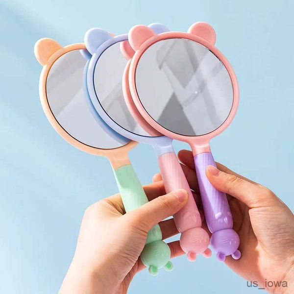 Miroirs 1pc Mini Migne de maquillage de chat mignon Sorreur de voyage Handle Plastique Portable Miroir Filles Filles HD Small Round Mirror Makeup Tools