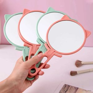 Mirrors 1pc Simple Cat Ears Handheld HD Make-up Mirror draagbare opvouwbare dual-use desktop spiegel betaalbare studentgreep make-up spiegel