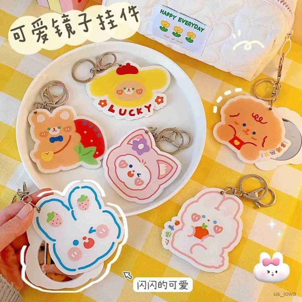 Miroirs 1PCS Portable Mini Migne Makup Miror Mirror Sac Prendant Key Anneau pour fille Pocket Rabbit Bear Animaux Accessoires de maquillage outil de soins de la peau