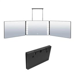 Miroirs Miroir de maquillage à 3 voies pliable à 360 degrés, lumière LED, vue arrière, hauteur réglable, auto-coupe, style de rasage, outil cosmétique