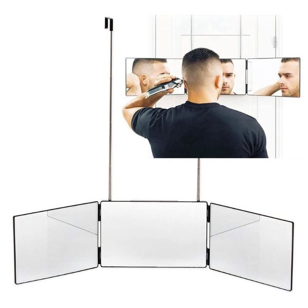 Miroirs Maquillage portatif réglable à trois volets de miroir à 3 voies pour la coupe de cheveux et les outils de coupe de cheveux