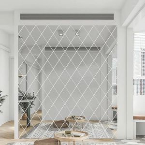 Espejos 3D Diamantes Pegatinas de espejo Decoración para el hogar Triángulos acrílicos Autoadhesivo DIY Sala de pared Arte Fondo Decoración Salón