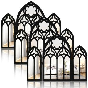 Spiegels 3-delige wandboogspiegelset Gotische wandspiegel Decor Kathedraal gebogen spiegel Decor Decoratieve gebogen wandspiegel voor woonkamer