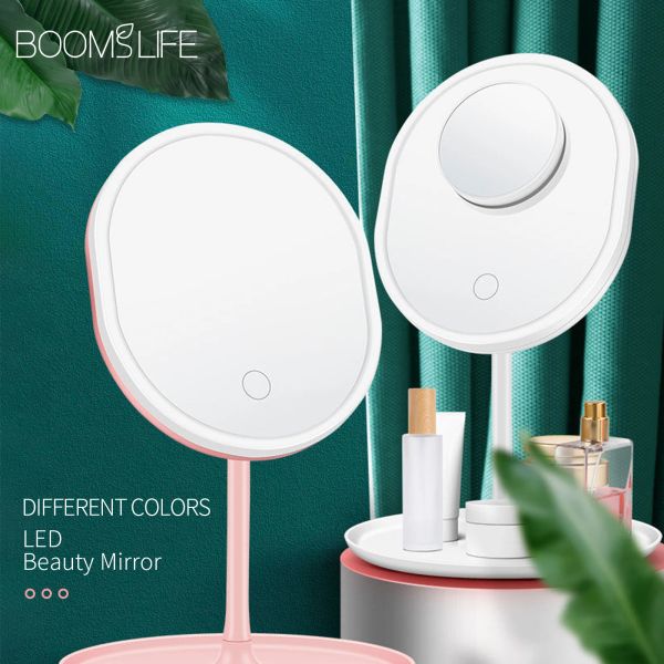 Miroirs Miroir de maquillage grossissant 5x avec lumière LED miroir facial variateur réglable USB LED miroir de vanité coiffeuse miroir cosmétique