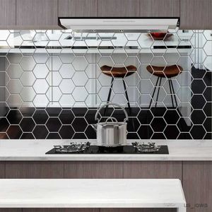 Miroirs 6 / 12pcs diy 3d miroir mural autocollants hexagone décor intérieur miroir décor autocollant mural amovible de salon amorçage ornement chaud chaud