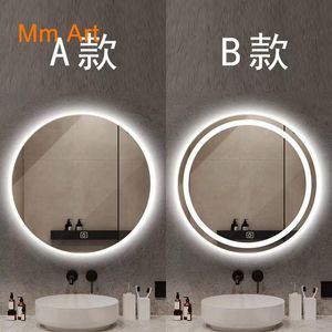 Spiegels 60 cm customized slimme ronde spiegel badkamer led make-up muur hangen met licht touch anti-vog lichtgevend