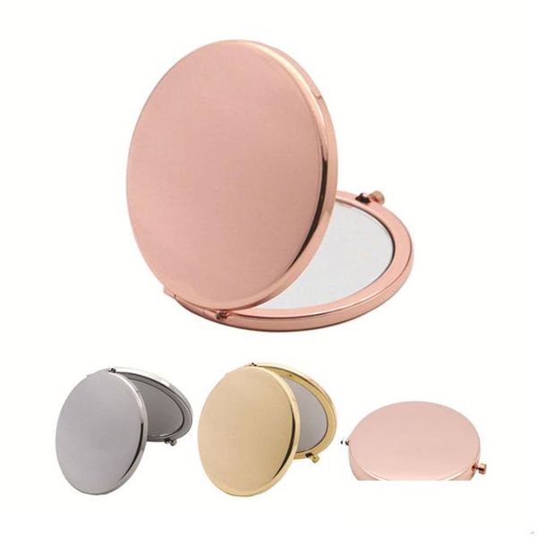 Miroirs 70 mm maquillage en métal miroir voyage portable double face pliage pliant créatif gouttes de cadeaux de cadeau de maison de jardin décor dhtf0