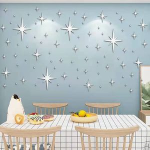 Miroirs Acrylique Miroir Pâte Taille Étoile Croix Combinaison Stéréo Étanche DIY Chambre D'enfant Décoration De La Maison Autocollant Mur 230609