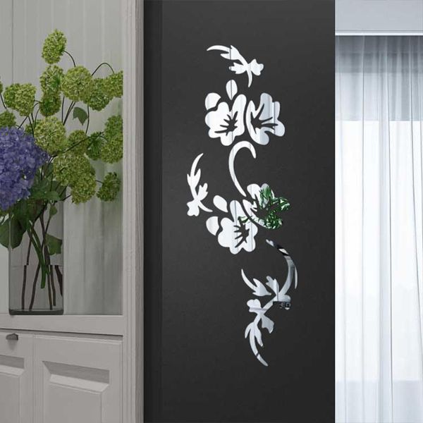 Espejos Espejo Acrílico Etiqueta De La Pared Calcomanías De Flores Extraíbles Pegatinas 3D Para La Decoración Del Hogar Sala De Estar DormitorioEspejos EspejosEspejos