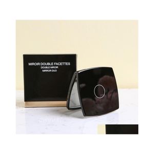 Espejos compactos plegables mujeres diseñador de moda negro espejo de maquillaje portátil suave cosmético de doble cara para viajes maquillaje gota deli DHF6C