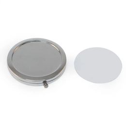 Miroirs Kit de bricolage miroir de maquillage en métal de mode miroir Compact avec plaques d'eming inférieures et de Sublimation 5 pièces/lot #18413