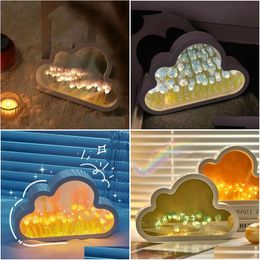 Spiegels Diy Nachtlampje Spiegel Wolk Vorm Tip Lamp Creatieve P O Frame Voor Meisje Slaapkamer Ornamenten Handgemaakte Verjaardagscadeau Drop Delive Otyng