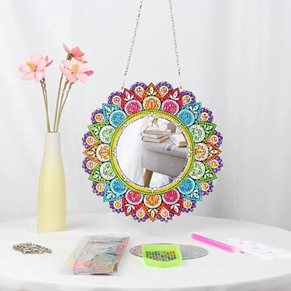 Miroirs bricolage forme spéciale diamant peinture miroir Mandala diamant Art mosaïque maquillage miroir tenture murale ornement décoration artisanat cadeaux