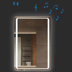 Miroirs El Personnalisé Tactile Bluetooth Salle De Bains LED Miroir Intelligent Anti Brouillard Mur Vanité Miroir Pour La Maison 2 Couleurs Lumière Espejo Pared Tocador