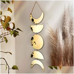 Spiegels Goud Maanfase Wandspiegel Boho Home Decor Acryl Decoratieve Hangende Slaapkamer Woonkamer Decoratiespiegels Drop Delivery Gar Dh1Dt