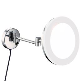 Miroirs Miroirs de maquillage éclairés muraux pour hôtel de bain Gurun avec lumière LED et grossissement Chrome poli enfichable, haut de gamme