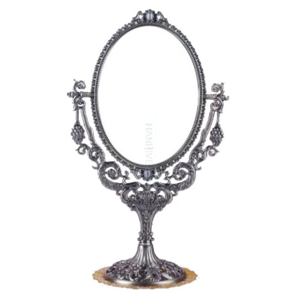 Miroirs Grand miroir de maquillage européen HD bureau rétro double princesse coiffeuse miroir de dessus